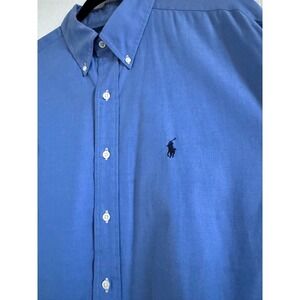 Vtg Ralph Lauren Yarmouth Mens 15.5 32/33 Blue Pinpoint Oxford Button Down Shirt